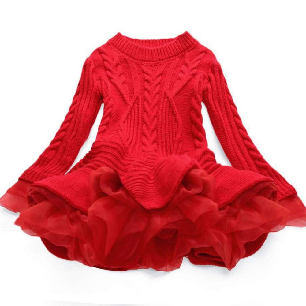 Red Knit Dress with Ruffled Skirt size 5 - Picture 2 of 7